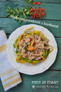 Makaron z cukinii z kurkami